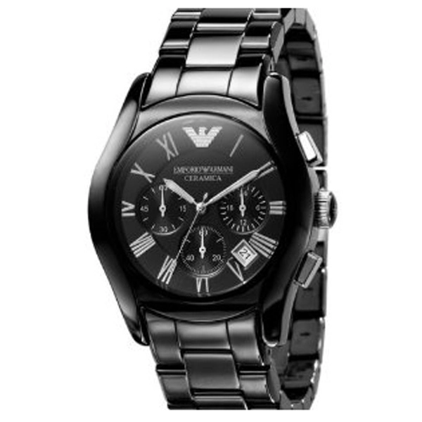 Emporio Armani Watch Men's Chrono Black Ceramic Bracelet AR1400
