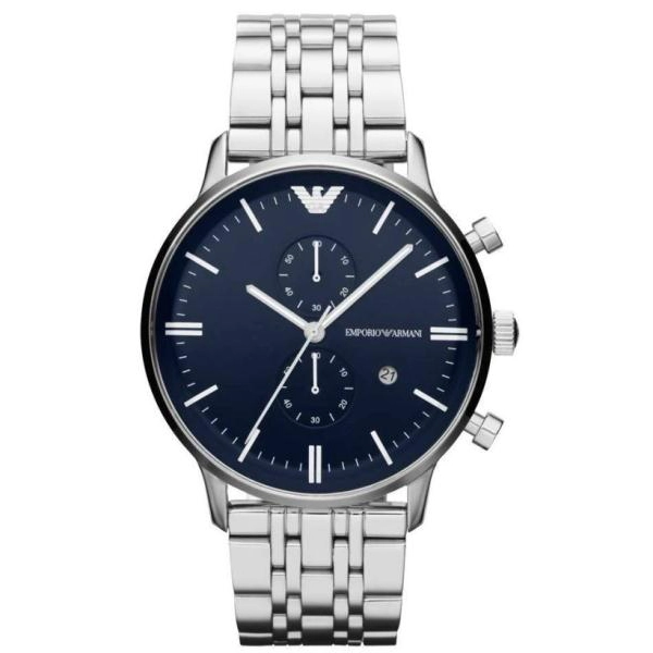 Emporio Armani AR1648 Classic Blue Chrono Stainless Steel Mens Watch