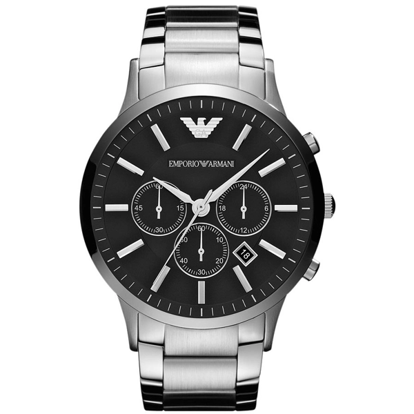 Emporio Armani AR2460 Mens Oversized Black Face Steel Watch