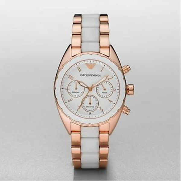 Emporio Armani AR5942 Women Rose Gold White Sportivo Watch