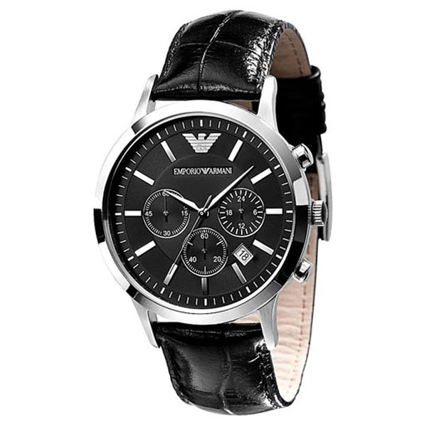 Armani AR2447 - Mens Chronograph Leather Strap Watch