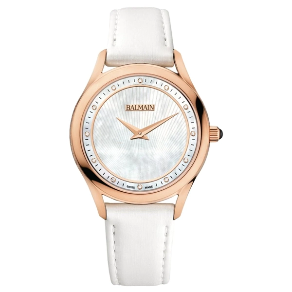 Balmain B36392286 Women's White Leather Strap Watches