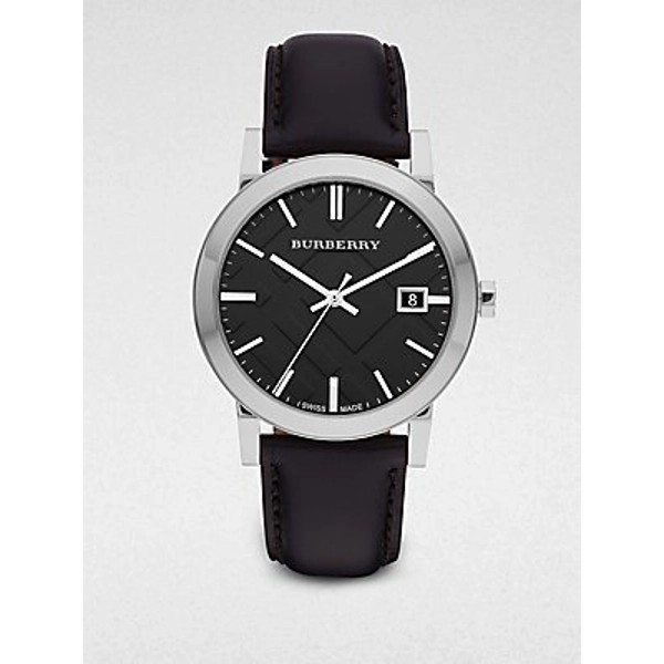 Burberry BU9009 Mens Black Leather Strap Watch