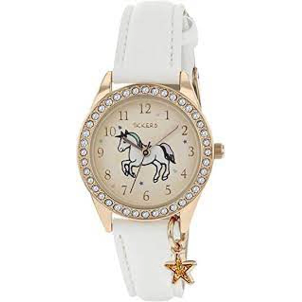 Tikkers TK0171 Rose Gold Dial Leather Strap Girls Watch for Children