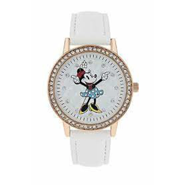 Disney MN5038 White Dial Leather Strap Watch for Women