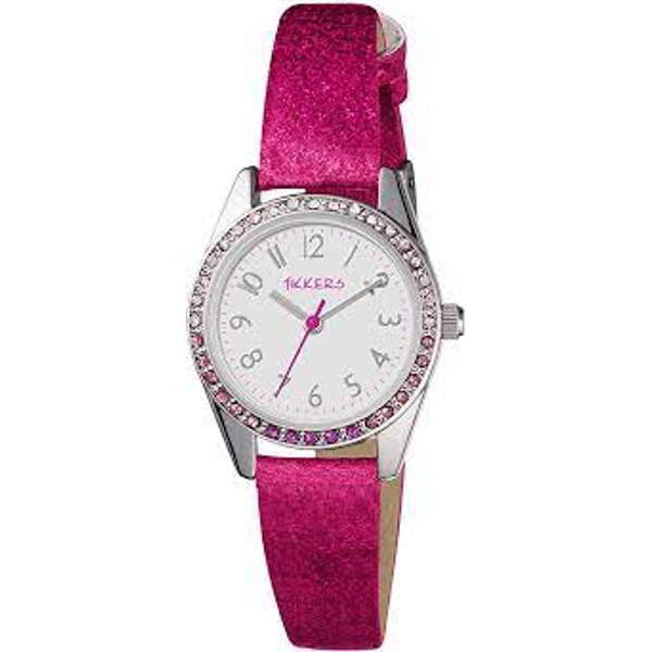 Tikkers TK0123 White Dial Leather Strap Girls Watch for Children