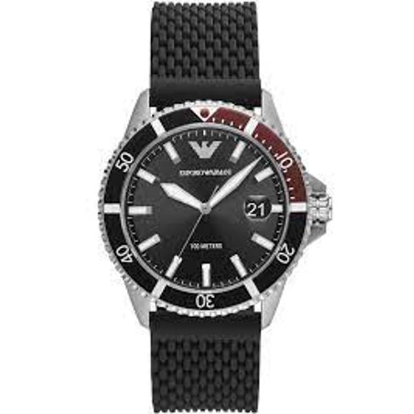 Emporio Armani AR11341 Black Dial Rubber Strap Watch for Men
