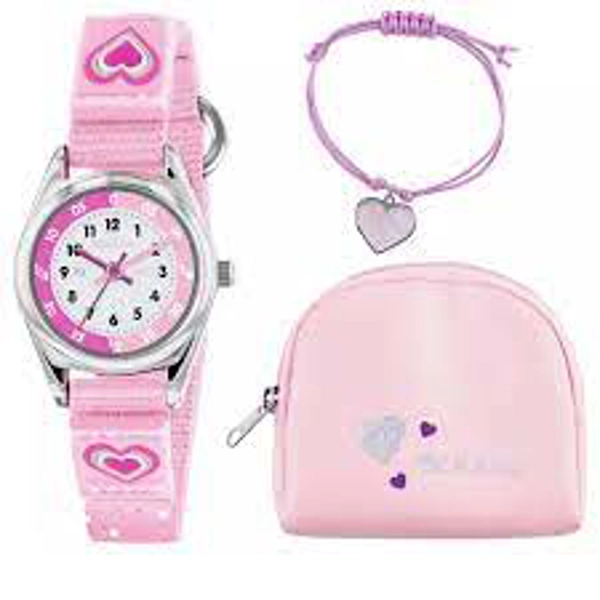 Tikkers ATK1031 Pink Dial Nylon Strap Girls Watch for Children
