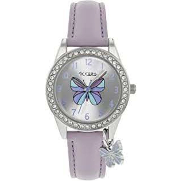 Tikkers TK0187 Silver Dial Leather Strap Girls Watch for Children