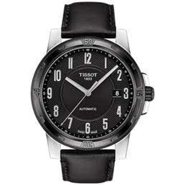 Tissot T0984072605200 Black Dial Leather Strap Automatic Watch For Men
