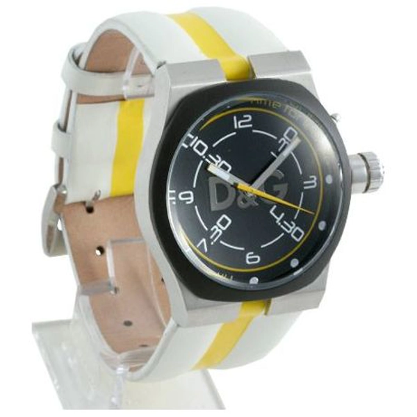 D&G Zango White & Yellow Leather Mens Watch DW0195
