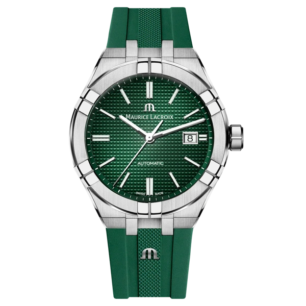 Maurice Lacroix Men's Green Aikon Automatic Rubber Watch AI6008-SS000-630-5