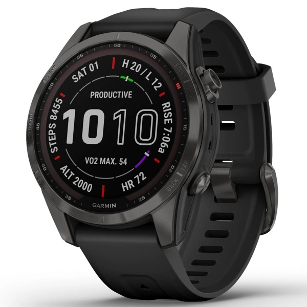 Garmin Fēnix® 7S Sapphire Solar Edition Carbon Grey DLC Titanium Smartwatch 010-02539-25