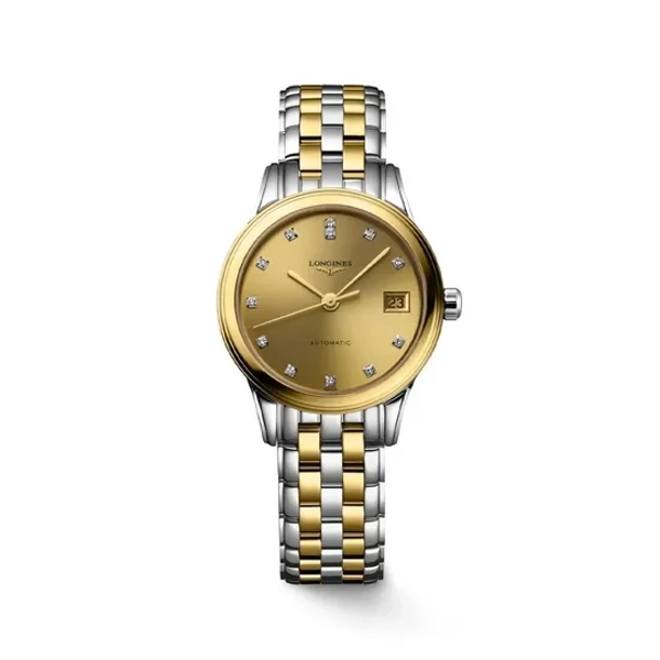 Longines Elegance Flagship Classic L4.274.3.37.7 Silver  Stainless Steel & Gold Watches For Womens