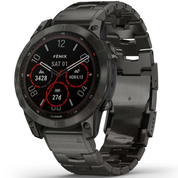Garmin Fēnix® 7 Sapphire Solar Edition Carbon Grey DLC Titanium Smartwatch 010-02540-39