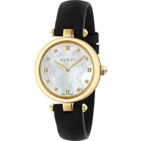 Gucci YA141404 Women's Black Leather Strap Wat..