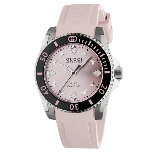 Gucci Dive Ya136408 Pink Rubber Watches for Women