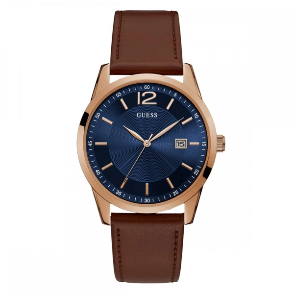 Guess W1186G3 Men's Brown Leather Strap Watches