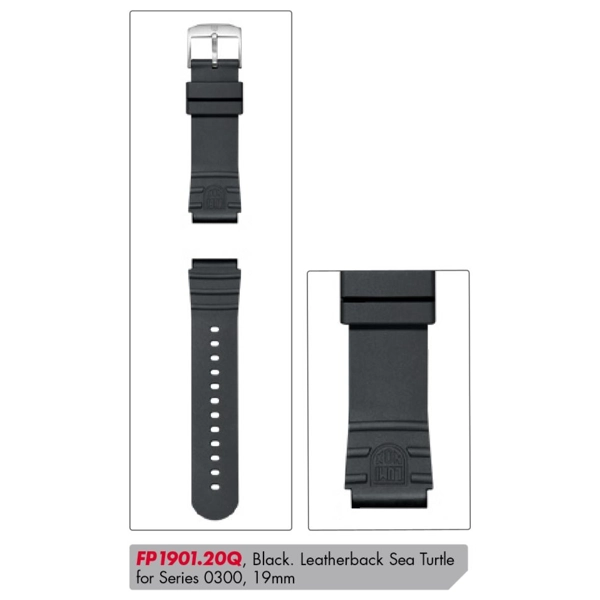 Luminox PU Replacement Strap FP.1901.20Q [19 mm] black + silver Buckle