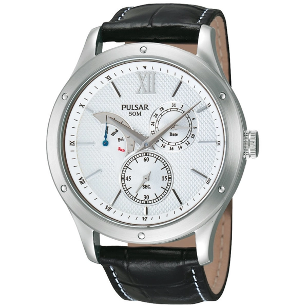 Pulsar PQ7005X1 Men's Watch Silver Black Multifunction 5 ATM