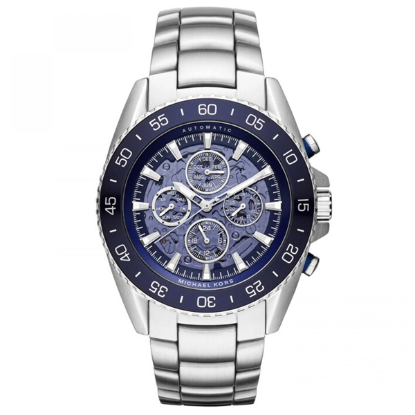 Michael Kors MK9024 Jet Master Blue Skeleton Dial Steel Men s Watch