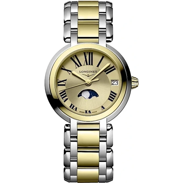 Longines Elegance PrimaLuna L8.115.5.31.7 Silver  Stainless Steel & Gold Watches For Womens