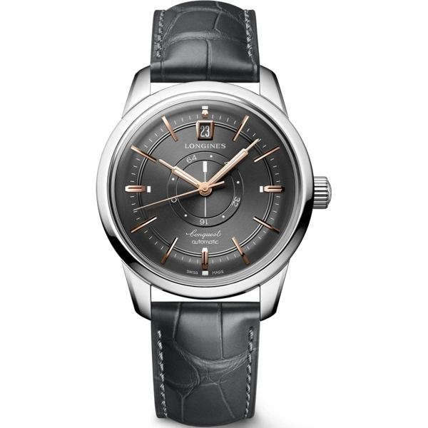 Longines Conquest Heritage L1.648.4.62.2 Black Leather Watches For Men