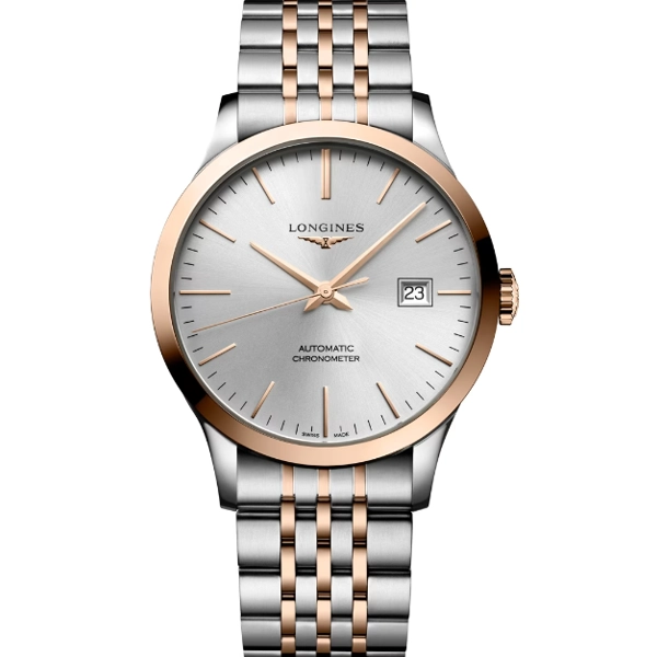 Longines Elegance Record L2.821.5.72.7 Silver Stainless Steel & Gold For Men