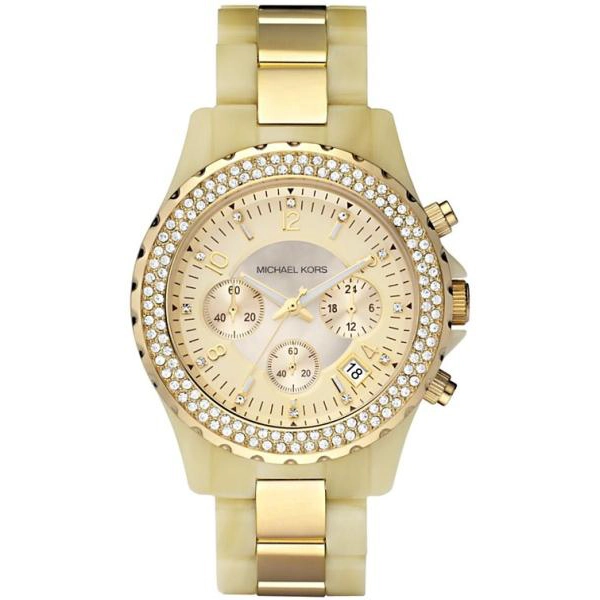 Michael Kors Women's Glitz Chrono Horn & Gold Watch MK5417