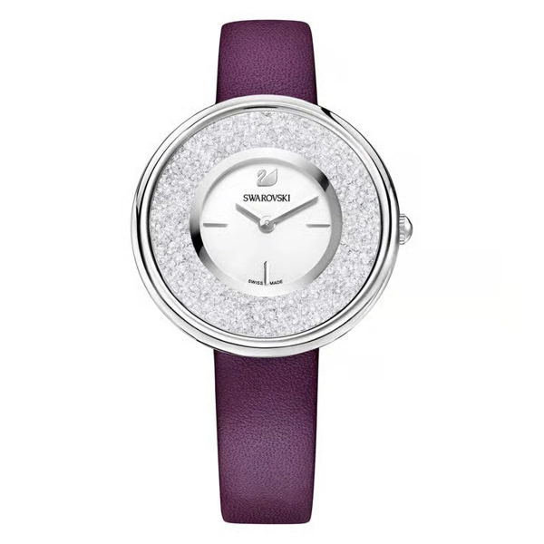 Swarovski 5295355 Maroon Leather Watches For Women