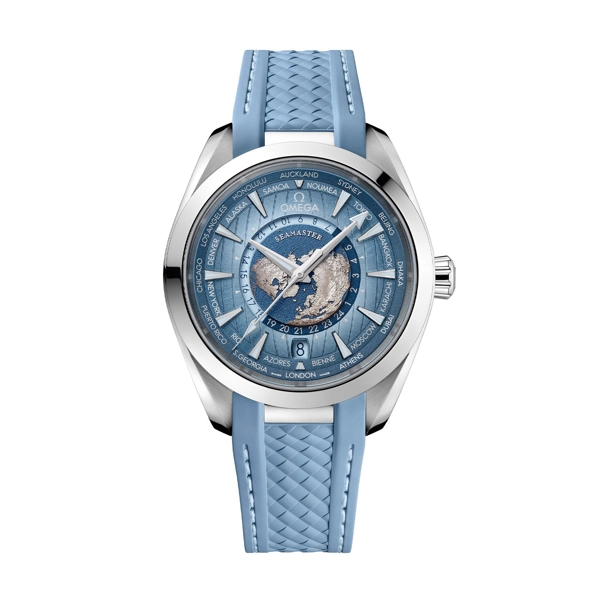 Omega Seamaster Aqua Terra 150M Worldtimer 220.12.43.22.03.002 Blue Rubber Watches for Men
