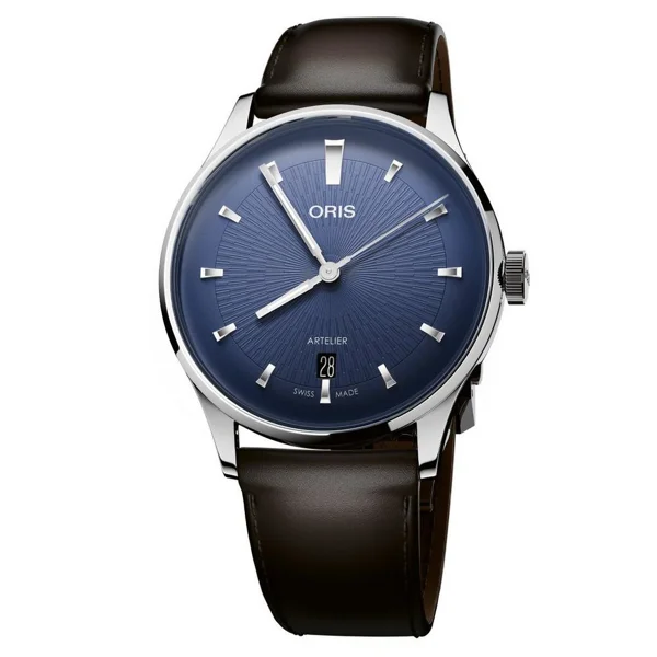 Oris Artelier Date 01 733 7810 4055-07 6 20 17FC Brown Leather Watches for Men