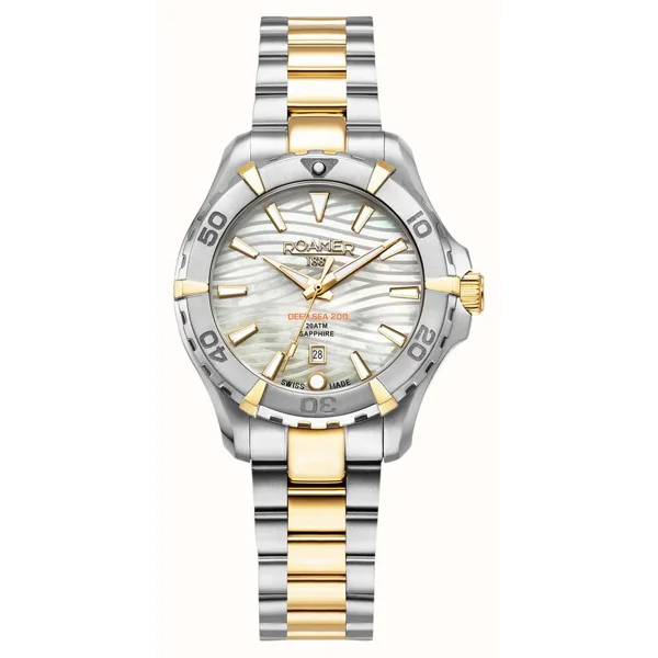 ROAMER DEEP-SEA-200_LADIES  860844_47_20 _20 Silver Gold Stainless Steel Watches For Women