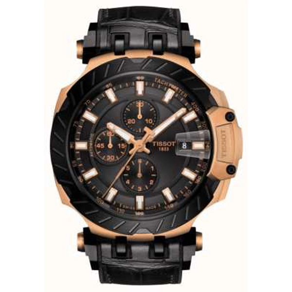 Tissot T1154273705101 Black Dial Leather Strap Automatic Watch For Men