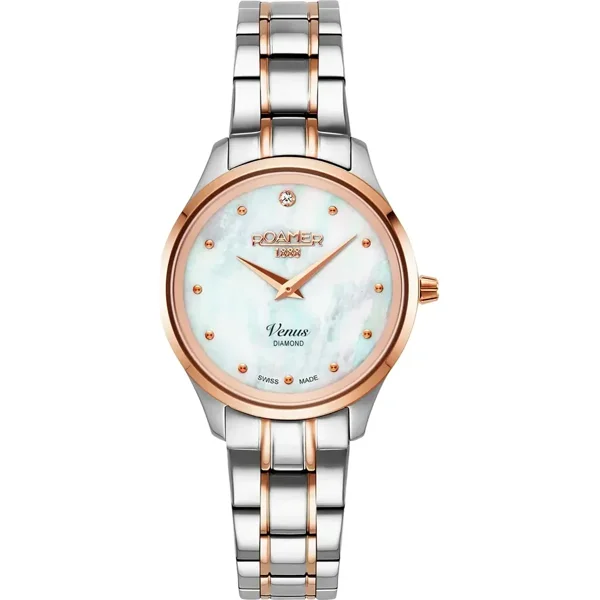 Roamer  Venus Diamond 601857 49 89 20 Silver, Rose Gold Stainless Steel Watches For Women
