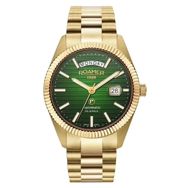 ROAMER PRIMELINE-DAYDATE-II 981666_48_75_50 Gold Stainless Steel Watches For Men