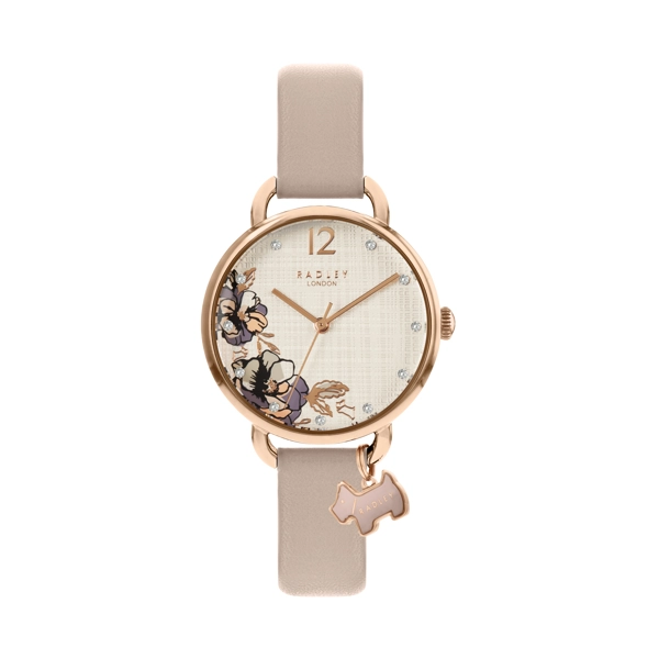 Radley Sketchbook Floral Open Shoulder RY2982 White Dial Leather Strap Ladies Watch