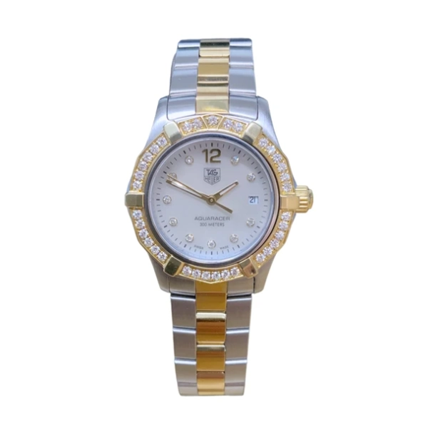TAG Heuer Aquaracer WAF1450.BB0825 Silver Stainless Steel and Gold Watches For Women