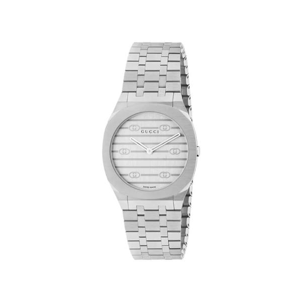 Gucci 25H YA163501 Swiss Made Steel Silver Dial Watch for Women