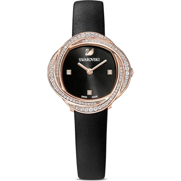 Swarovski 5552421 Black Leather Watches For Women