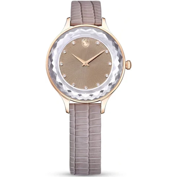 Swarovski 5649999 Rose Gold  Brown Leather Watches For Women