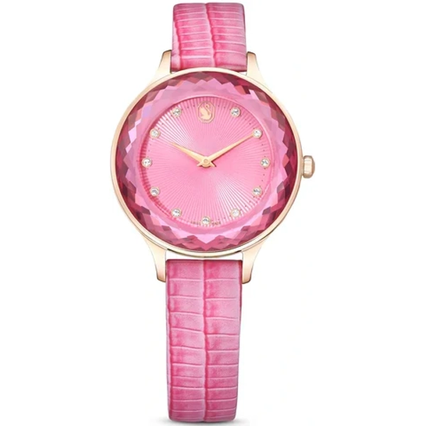 Swarovski  5650030 Pink Rose Gold Leather Watches For Women