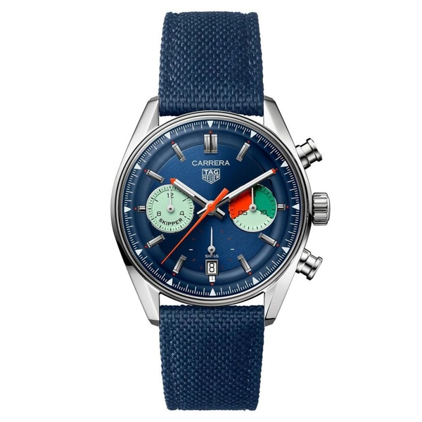 TAG Heuer Carrera Chronograph Skipper CBS2213.FN6002 Blue Fabric Watches For Men
