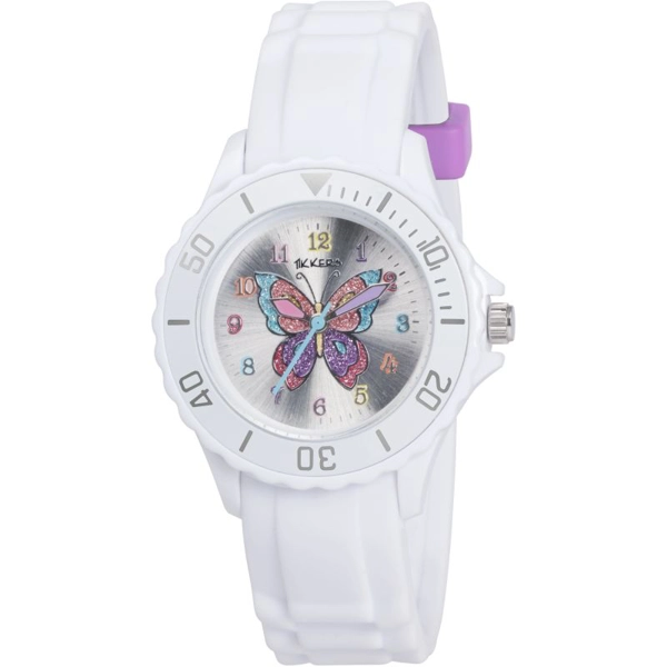 Tikkers TK0052 Silver Dial Rubber Strap Girls Watch for Children
