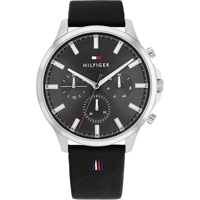 Tommy Hilfiger 1710495  Black Leather Watches ..