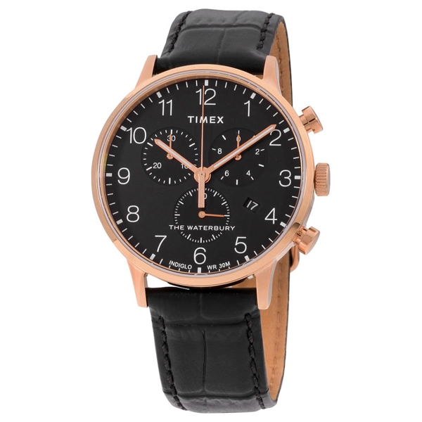 Timex TW2R72000 Men's Black Leather Strap Watches