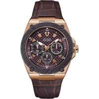 Guess W1058G2 Men's Brown Leather Strap Watches