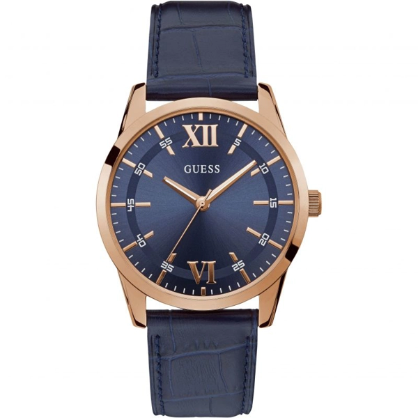 Guess W1307G2 Men's Blue Leather Strap Watches