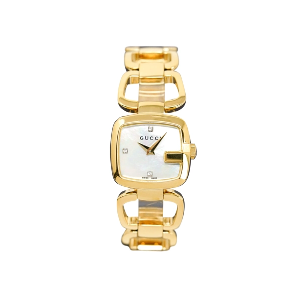 Gucci YA125513 G Mother of Pearl Diamond Dial Gold Tone Ladies Watch