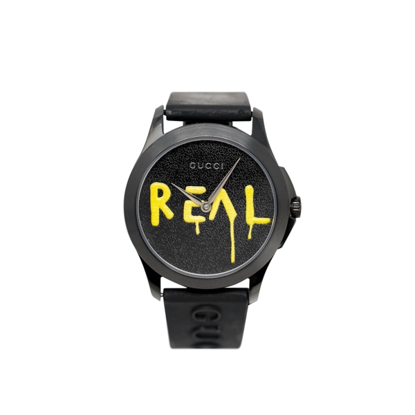 Gucci YA1264017 G-Timeless Black Dial Rubber Strap Men's Watch
